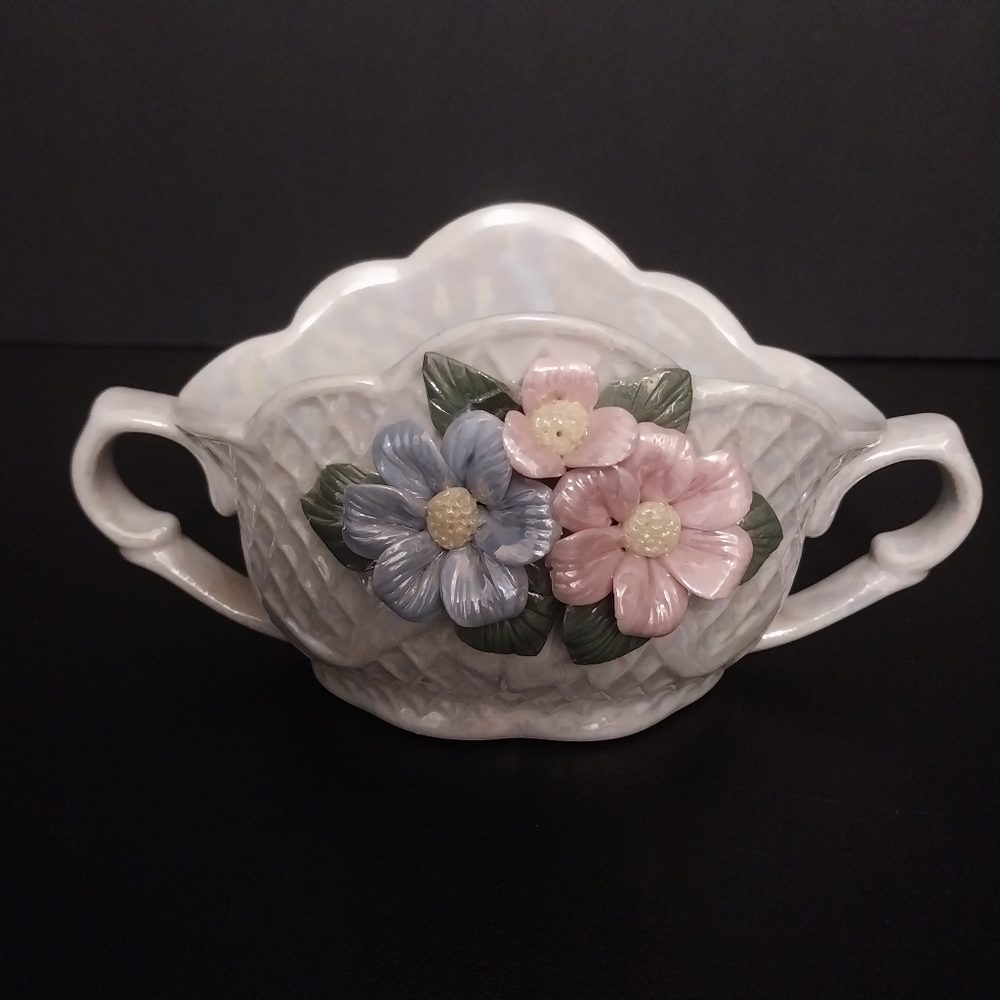 Victorian  Vase Vintage Lincolnshire Home And Garden Party Capodimonte Floral